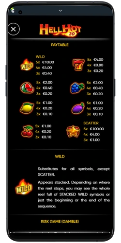 Hell Hot 20 paytable and symbol payouts