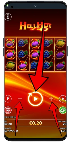 Hell Hot 20 spin reels and adjust bet buttons